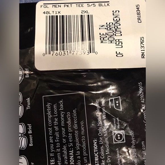 NEW Fruit Of The Loom Blue 1 Pocket T Shirt 2XL Golden Blend 2001 Vintage NOS - Picture 5 of 5